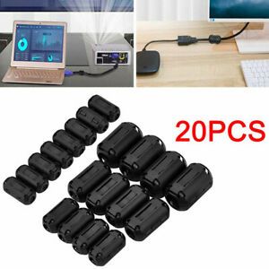 20 Clip-on Ferrite Ring Cable Clips Core RFI EMI Noise Suppressor Filter B-wufi