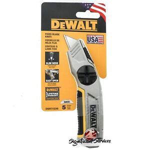 3 PACK DeWalt 6&#034; Long Fixed Blade Straight Steel Handle Utility Knife DWHT10246