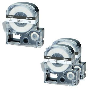3PK Fits EPSON K-Sun 218BW 218BWPX 18mm Tape Black on White Label 3/4&#034;