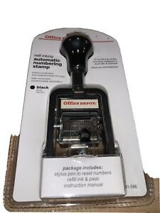 Office Depot Self Inking Automatic Numbering Stamp 8 Modes Black 841-596