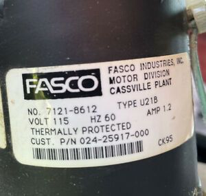 FASCO 7121-8612 Draft Inducer Blower Motor 1/50HP 3000RPM 024-25917-000 #MA686
