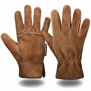 Leather Safety Work Gloves Gardening Carpenter Thorn Proof X-Small 1pair Brown