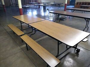 Cafeteria Table 10&#039; Long Fold for storage with wheels
