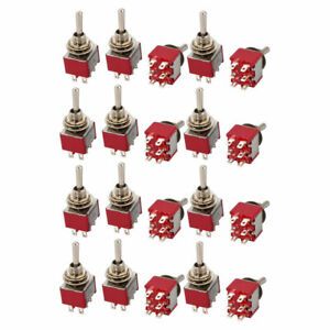 20 Pcs ON/ON 2 Position DPDT Latching Toggle Switch AC 120V/5A 250V/2A Red
