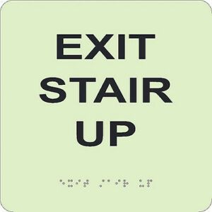 NMC GADA106BK Glow Exit Stair Up Braille Sign