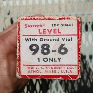 Starrett Level 98-6 Machinist Level 6&#034; Vintage Original Box Parts