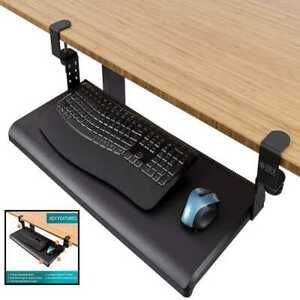Stand Up Desk Store Compact Clamp On Retractable Adjustable Height U BLACK Large