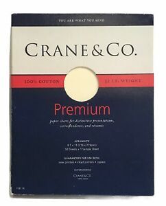 Crane &amp; Co Premium Paper 50 Sheets 100% Cotton Ecruwhite 8.5X11” Watermarked New