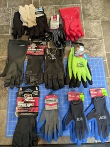 13 Pair Safety or Work Gloves Latex, Neoprene, Netrile, Coated Grip