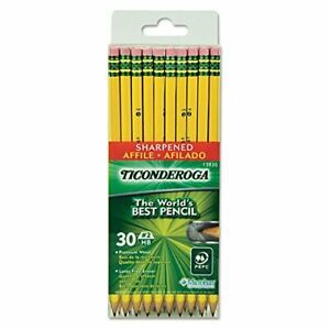Dixon Ticonderoga Pre-sharpened with Erasers Pencils, 2, Yellow, 2 Boxes of 30 (