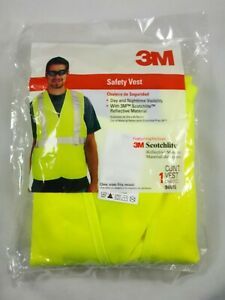 Mens 3M Scotchlite Safety Vest Yellow Reflective Day Night Visibility One Size