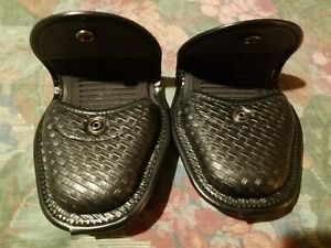 ROCOTACTICAL Basketweave Single Handcuff Case Hidden Snap Handcuff Case QTY OF 2