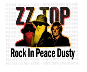 ZZTOP Rock in Peace Dusty Ready to Press Sublimation Transfer