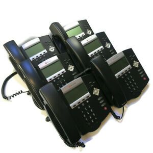 6 LOT - Polycom SoundPoint IP450 Office Business VoIP Phone w/ Handset + Stand