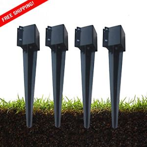 Anchor Ground Spike Metal Black Powder Coated24x4x4Inch Outer Diameter Pack Of4