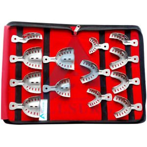 AllSurg Dental Surgical Instruments IMPRESSION TRAY SET OF 13 IN BAG P/DENTURE