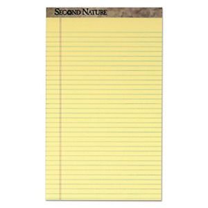 TOPS 74920 Second Nature Recycled Pads, 8 1/2 x 14, Canary, 50 Sheets Pack of 12