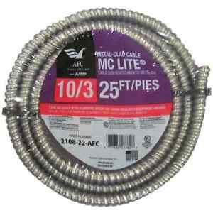 10/3 x 25 ft. Solid MC Lite Cable by AFC Cable Systems