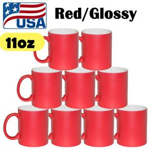 36pcs Blank Mugs 11OZ Sublimation Coated Mugs Heat Press Cups with Box Red/Gloss