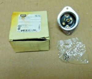 1 NIB HUBBELL HBL7595 LOCKING FLANGED INLET MIDGET 2P 3W 15 AMP 125V (3 AVAIL)
