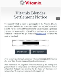 VITAMIX Blender or Container $70 Off Coupon No expiration Date Online Purchase