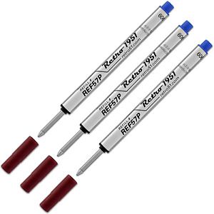Retro 1951 Short Capless Rollerball Ink Refill, Blue, 3-Pack (REF57P-B)