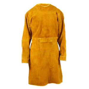 Flame-Resistant Welding Jacket/Apron, Long Sleeves Safety Clothing with Collar,