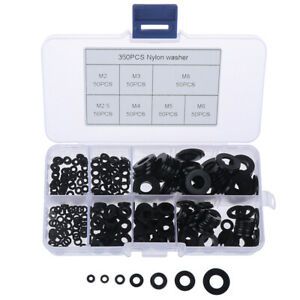 350Pcs 7 Sizes Nylon Flat Washer Assortment Set M2/M2.5/M3/M4/M5/M6WF