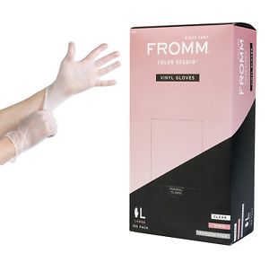 FROMM Color Studio Disposable Vinyl Clear Gloves (100 Gloves Per Box, Large)