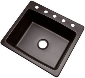Dekor Sinks 40590Q Bridgewood Composite Granite Single Bowl 25 Inch, Espresso