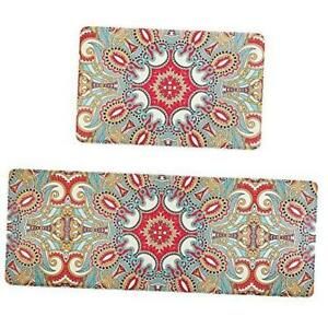 Kitchen Rugs and Mats Set 2 Piece Anti 17.3&#034;27.5&#034; and 17.3&#034;47.2&#034; A-red