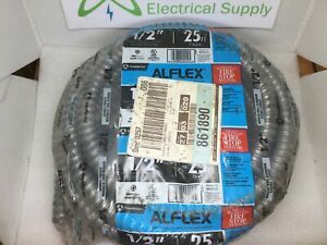 Southwire Armored Steel Flexible 1/2&#034; Conduit. 25ft.  Alflex RWS Metallic.