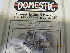 Domestic Gas Engine &amp; Pump Co. Catalog No 19-E Manual engine carts pulley
