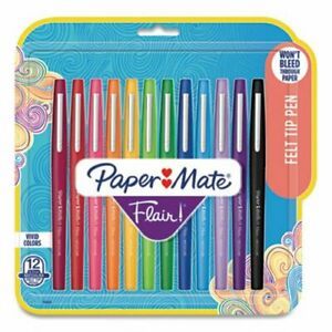 Paper Mate Flair Felt Tip Stick Pens, 0.7mm, Assorted, 12 Pens (PAP74423)