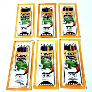 BIC Xtra Fun #2 Pencil Two Tone Multi Color Barrels Black Lead 8 Count 6 Pack