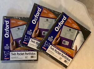 30 Oxford Twin Pocket Portfolios with 3 fasteners- New..Black