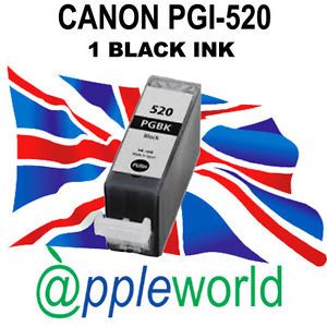 1 Canon PGI-520 BLACK Chipped Compatible Ink Cartridge
