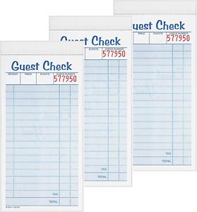 Adams Guest Check Pads, 2-Part, Carbonless, White/Canary, 3-3/8&#034; x 6-3/8&#034;, 3 10