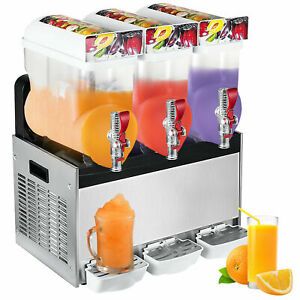 VEVOR Commercial 45L Slush Making Machine Frozen Drink Smoothie Ice Maker 3 Tank