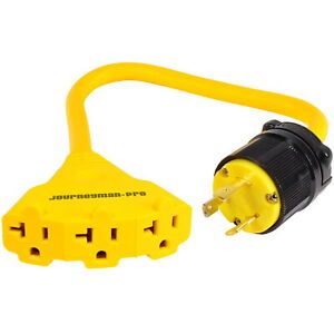 30 Amp to 110 Adapter L5-30P to LIT 3-Way Outlet Splitter 25 Volt, 30A to 15A-20