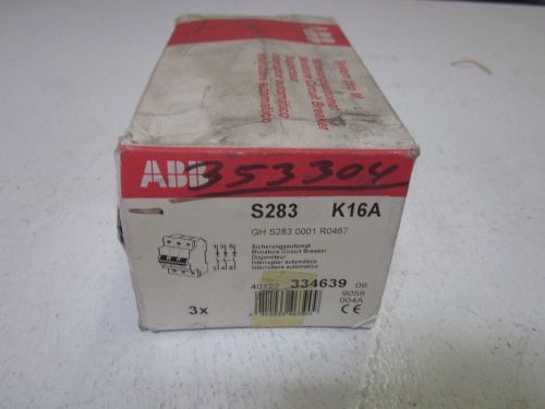 LOT OF 3 ABB S283 K16A CIRCUIT BREAKER 3 POLE 0.5 AMPS *NEW IN A BOX*