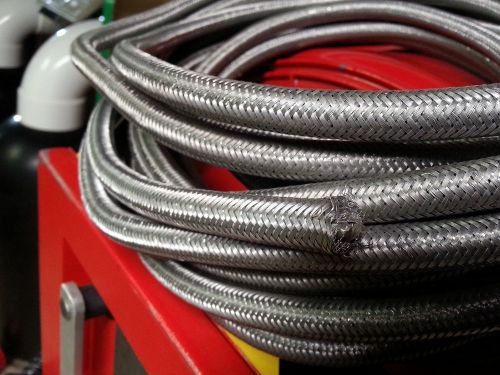 Aircraft surplus braided stainless hose aluminum conduit 27 feet x 1/2&#034; for sale