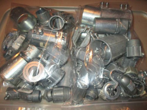NEW LOT OF CONDUIT FITTINGS, EMT,RIGID,NM, STRAIGHT, BENDS IN VARIOUS SIZES, NEW