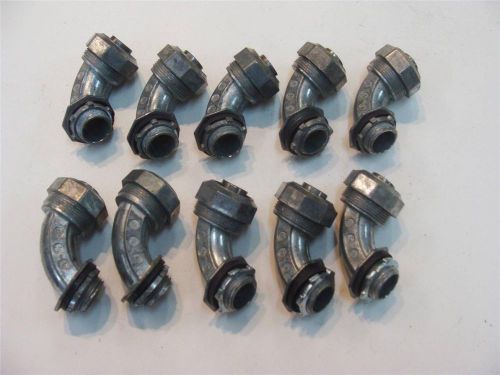 Lot of 10   1/2&#034; sweep liquid tight 90 degree connectors for sale