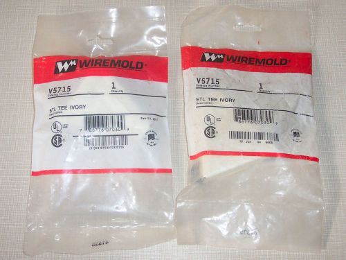 LOT OF 2 WIREMOLD V5715 STL TEE CABLE RACEWAY FITTINGS, IVORY FITTING