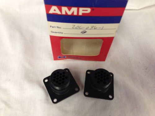 (2) AMP 206036-1 Connector CPC Pin 16 Position Straight Panel Mount 16