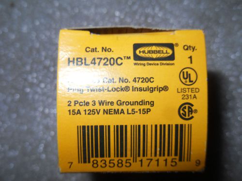 (Y5-3) 1 NIB HUBBELL HBL4720C TWIST-LOCK INSULGRIP PLUG