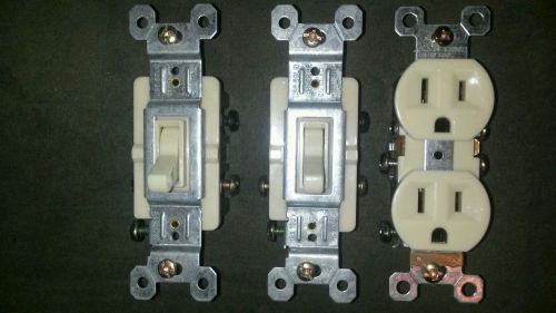 3 PIECE LOT DUPLEX WALL OUTLET AND LIGHT SWITCH RECEPTACLES