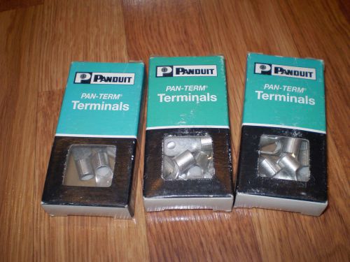 Lot of 45 panduit p4-10r-e non insulated ring terminal4 awg, #10 stud size for sale