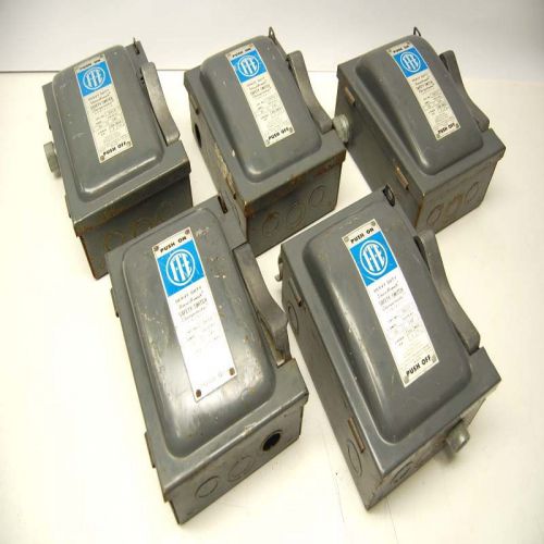 Lot 5 ite bulldog sn321 fusible 30a 240v 3ph heavy duty vacu-break safety switch for sale